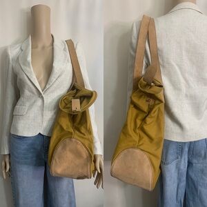 MEYELO Artisan Canvas & Leather Commuter Sack Tote Hobo Bag